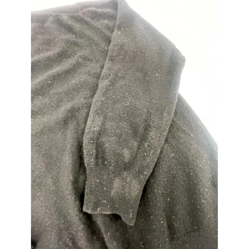 Alan Flusser‎ Sweater Mens Large Black Soft 100% Pure Cashmere Outerwear V-Neck